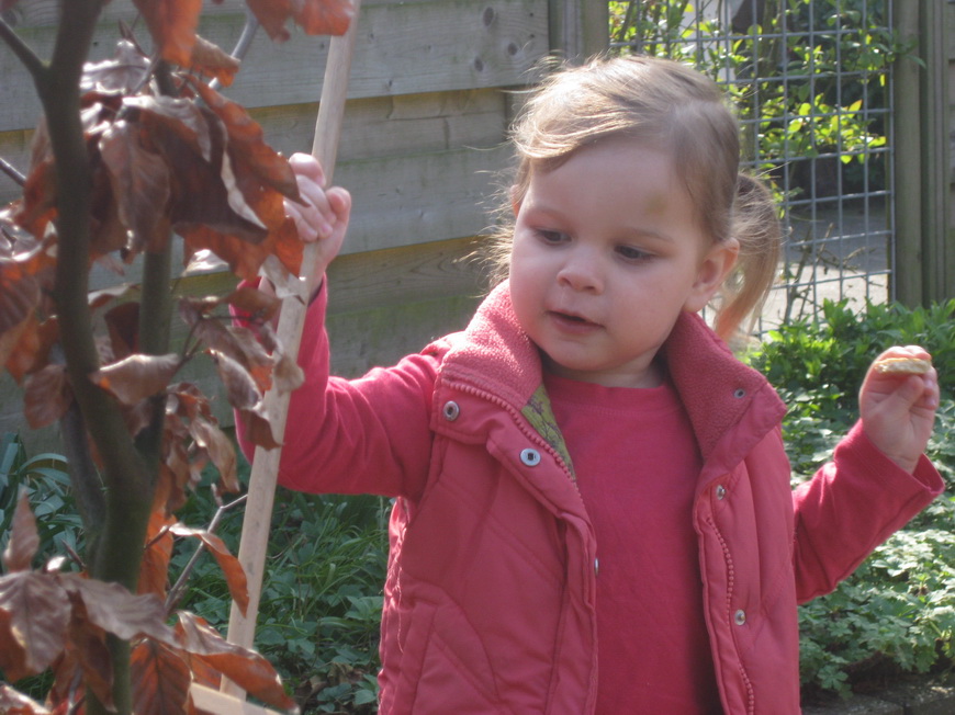 Even vegen in de tuin