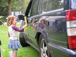 Nog even de auto schoonmaken voor we weer naar huis gaan